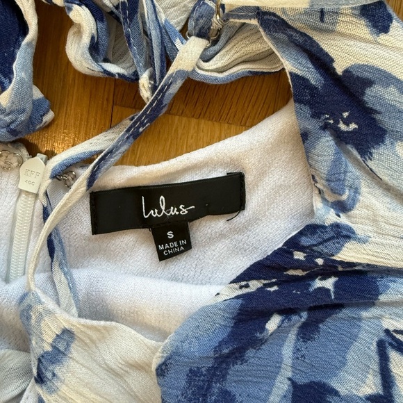 Island Time Blue and White Floral Print Ruffled Midi Dress by LULU's - Picture 13 of 16